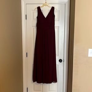Bill Levkoff maroon chiffon bridesmaid dress.